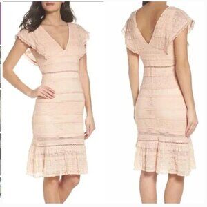 Foxie Dox light peach dress; size S; summer cocktail; nylon, spandex, polyester